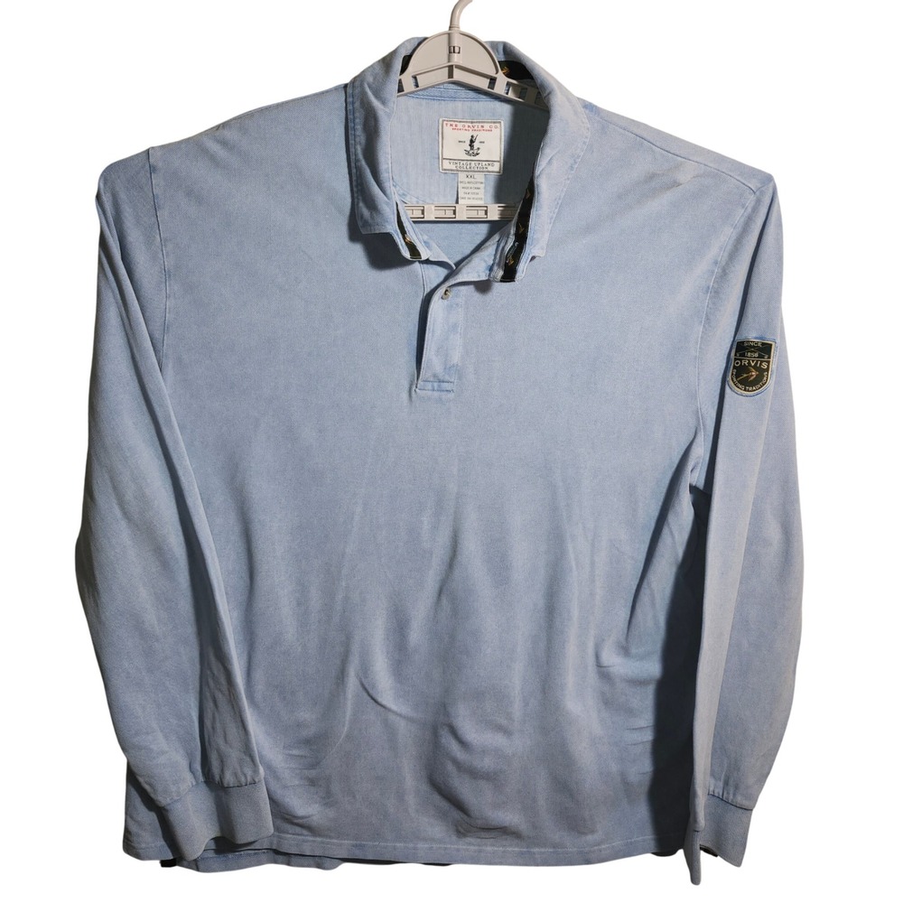 Orvis Vintage Upland Collection Blue Long Sleeve Polo Shirt XXL Adventure sports